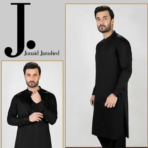 Men’s Unstitched Black Plain Suit - Image 2